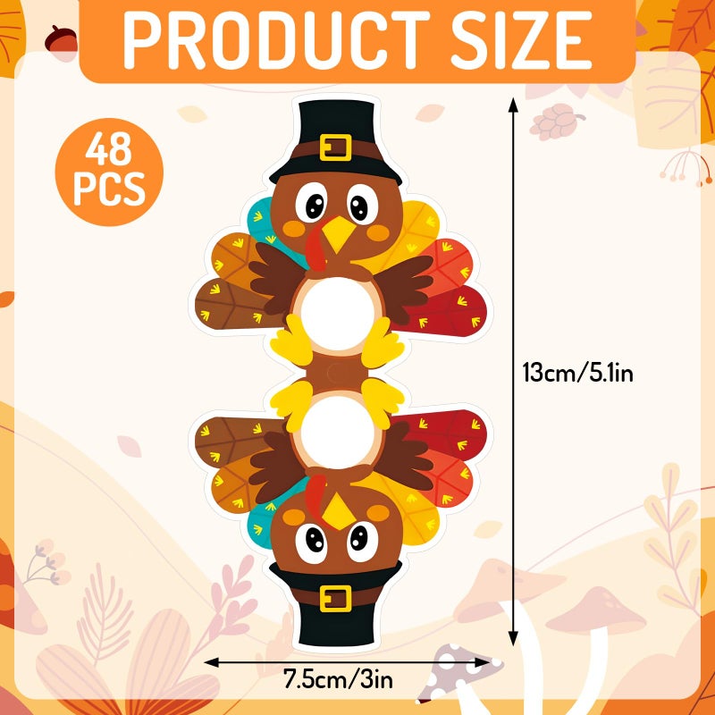 وولاين Whaline 48 جهاز كمبيوتر شخصى الشكر تركيا مصاصة بطاقات ورقية الكرتون تركيا حاملي الحلوى مع نقاط الغراء الخريف الخريف السكر رغيف الحلوى التفاف الديكور لمستلزمات الحفلات - Image 2